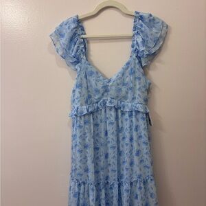 Altar'd State Light Blue Floral Smocked Dress